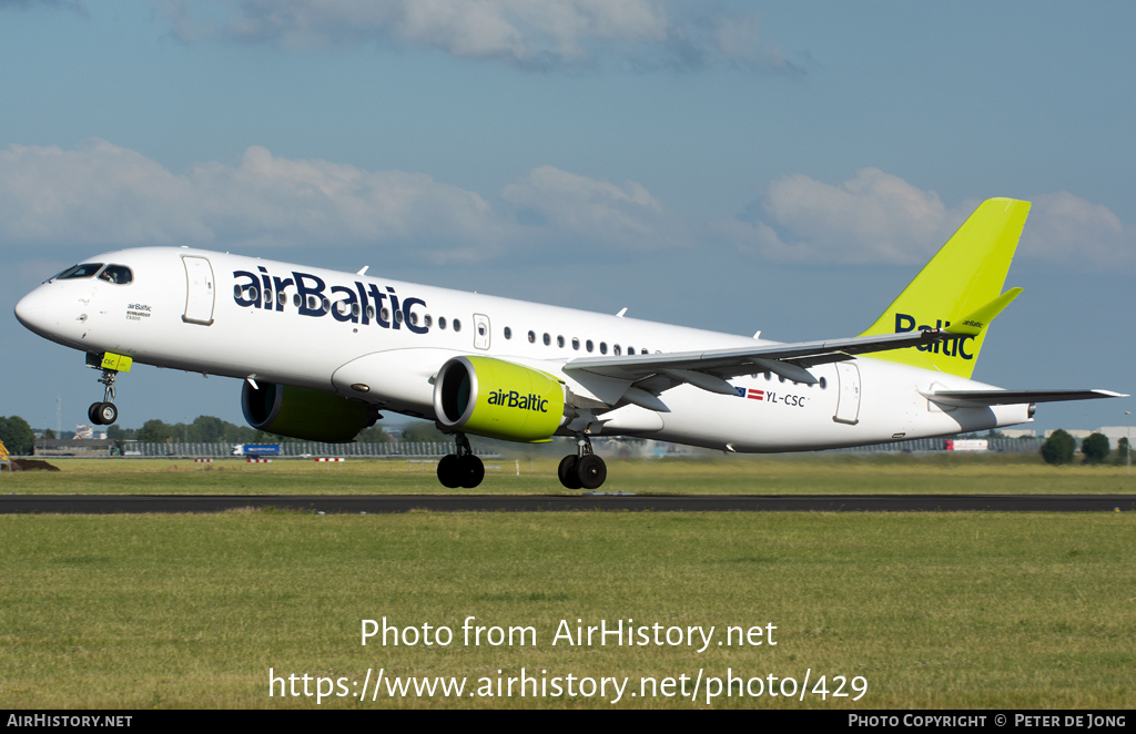 Aircraft Photo of YL-CSC | Bombardier CSeries CS300 (BD-500-1A11) | AirBaltic | AirHistory.net #429