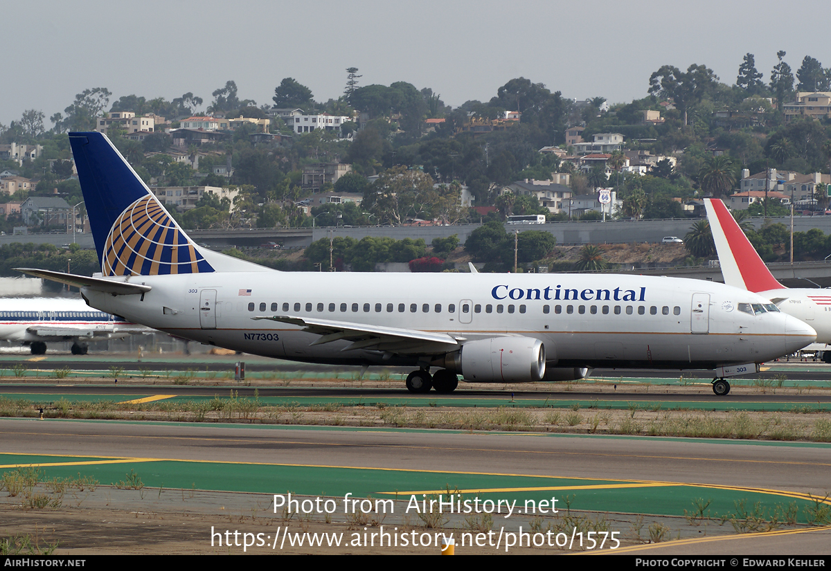 Aircraft Photo of N77303 | Boeing 737-3T0 | Continental Airlines | AirHistory.net #1575