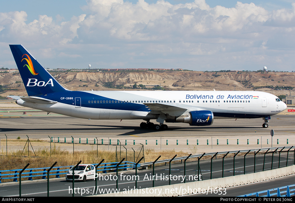 Aircraft Photo of CP-2880 | Boeing 767-33A/ER | Boliviana de Aviación - BoA | AirHistory.net #1653