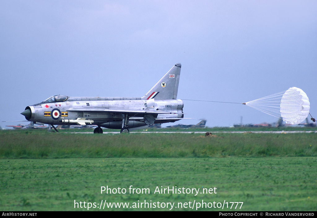 Aircraft Photo of XM192 | English Electric Lightning F1A | UK - Air Force | AirHistory.net #1777