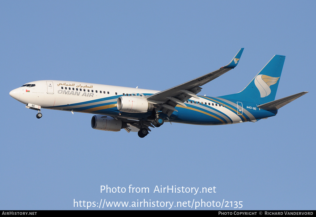 Aircraft Photo of A4O-BE | Boeing 737-81M | Oman Air | AirHistory.net #2135