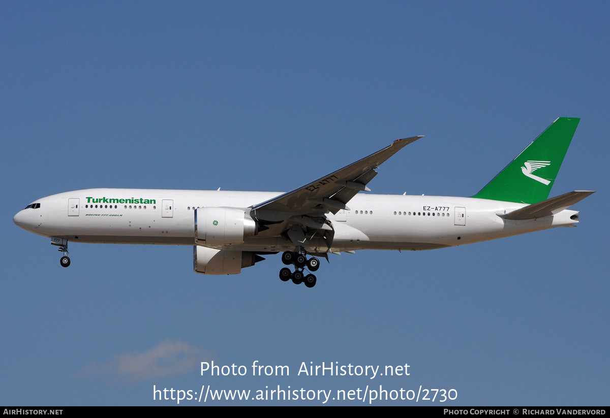 Aircraft Photo of EZ-A777 | Boeing 777-22K/LR | Turkmenistan Airlines | AirHistory.net #2730