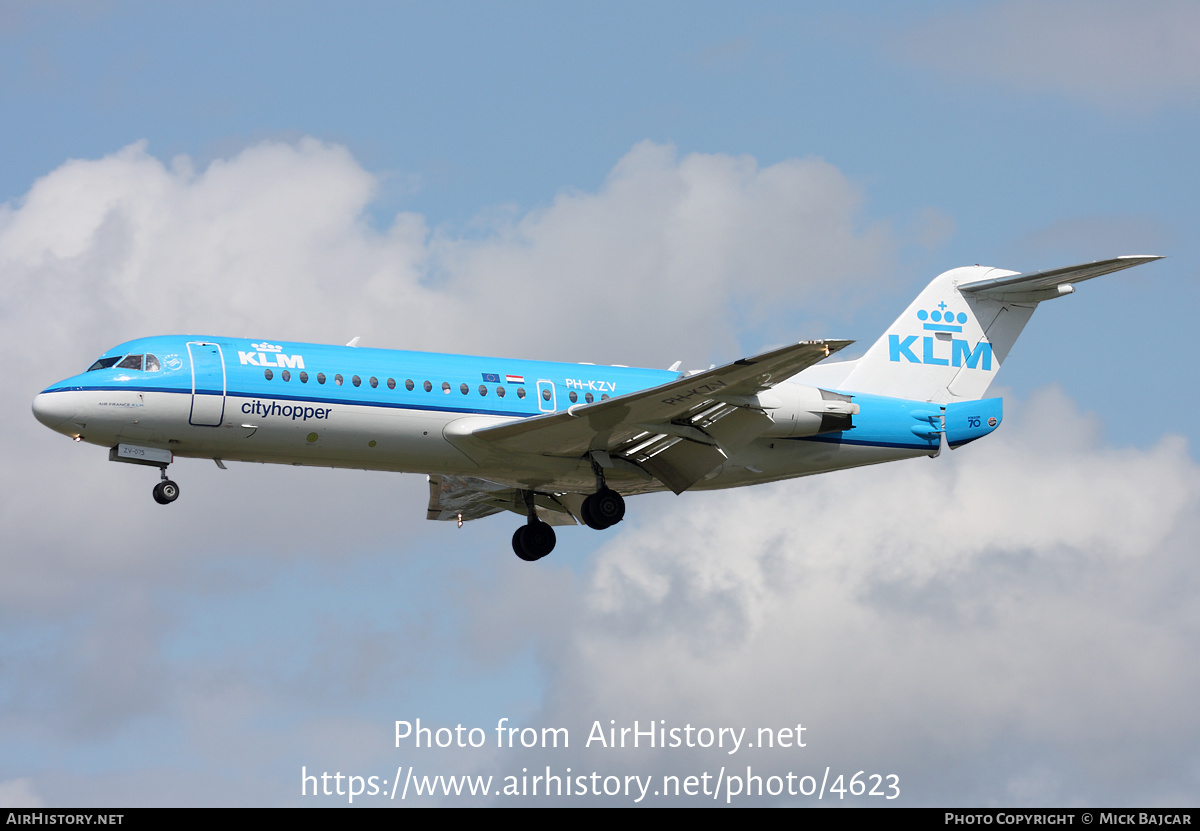 Aircraft Photo of PH-KZV | Fokker 70 (F28-0070) | KLM Cityhopper | AirHistory.net #4623