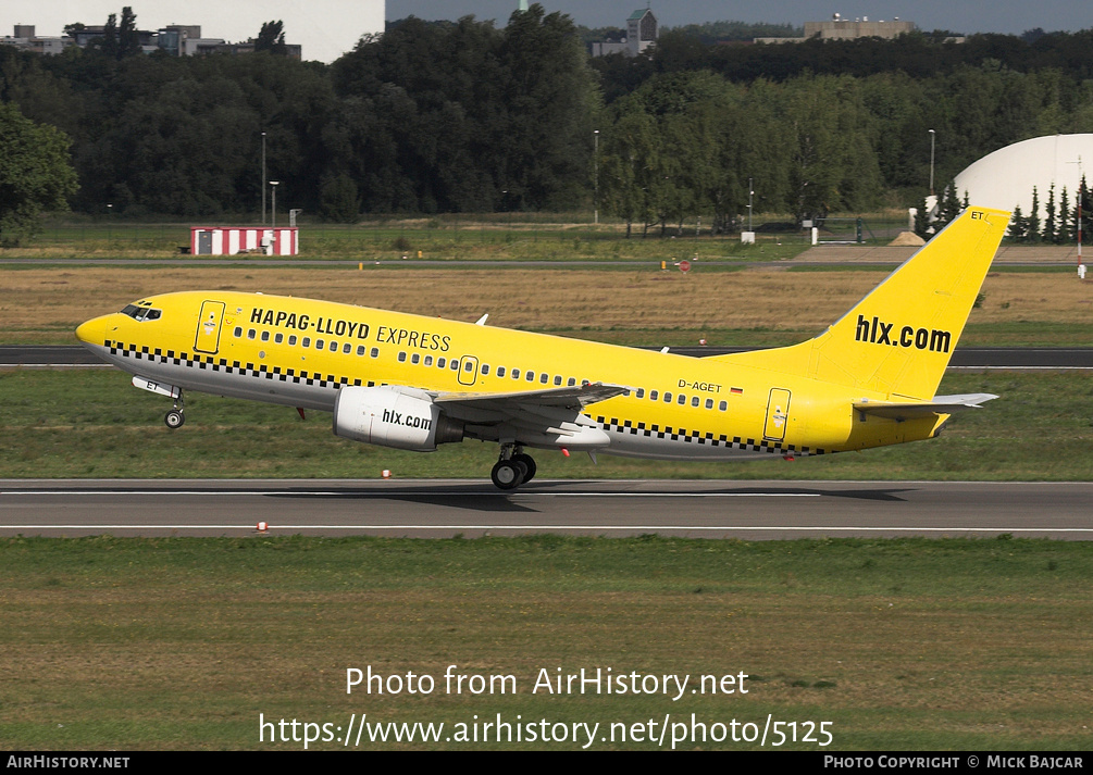 Aircraft Photo of D-AGET | Boeing 737-75B | Hapag-Lloyd Express | AirHistory.net #5125