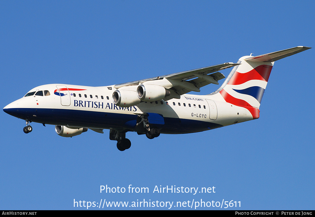 Aircraft Photo of G-LCYC | BAE Systems Avro 146-RJ85 | British Airways | AirHistory.net #5611