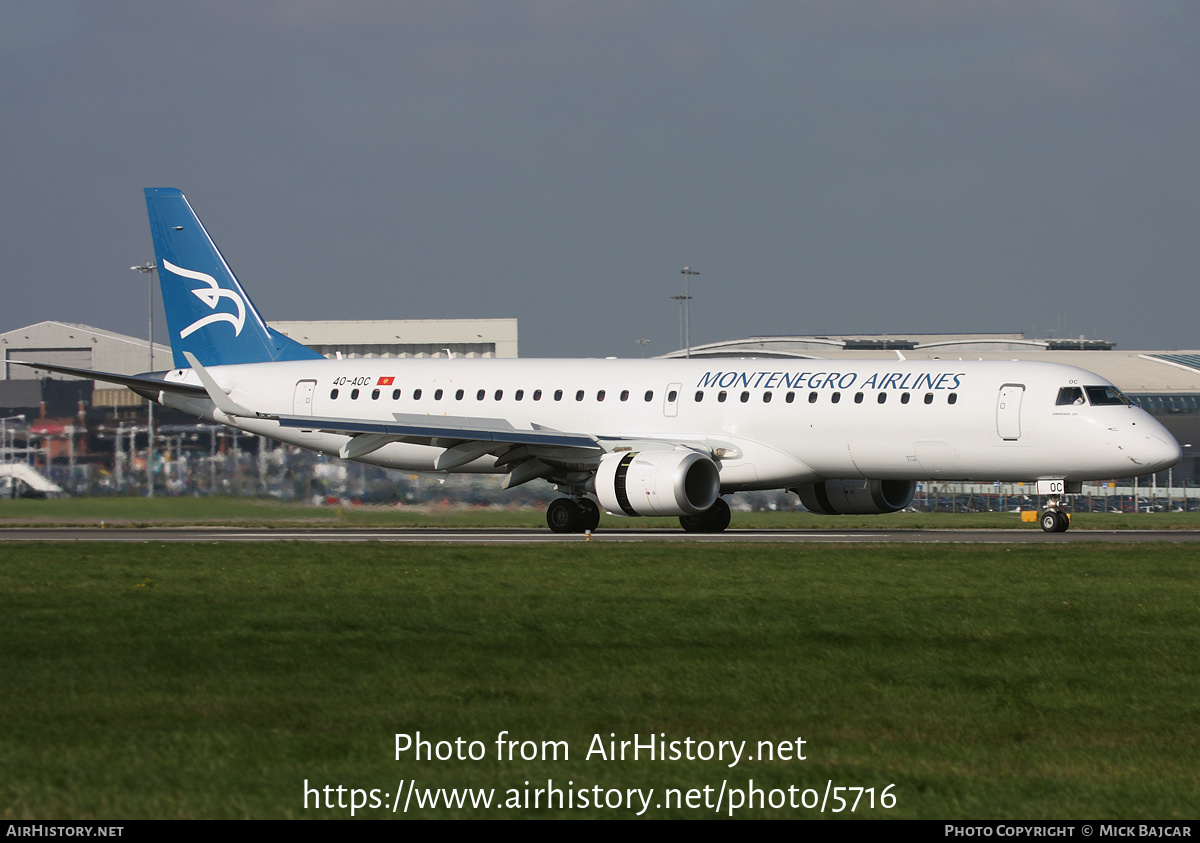 Aircraft Photo of 4O-AOC | Embraer 195LR (ERJ-190-200LR) | Montenegro Airlines | AirHistory.net #5716