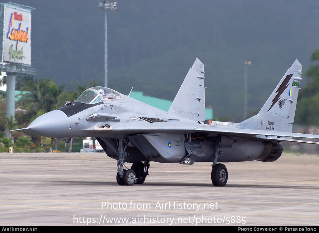 Aircraft Photo of M43-18 | Mikoyan-Gurevich MiG-29N (9-12SD) | Malaysia - Air Force | AirHistory.net #5885