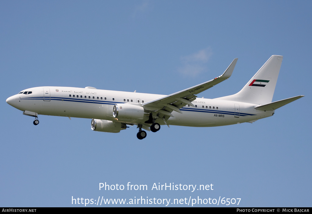 Aircraft Photo of A6-MRS | Boeing 737-8E0 BBJ2 | United Arab Emirates Government | AirHistory.net #6507