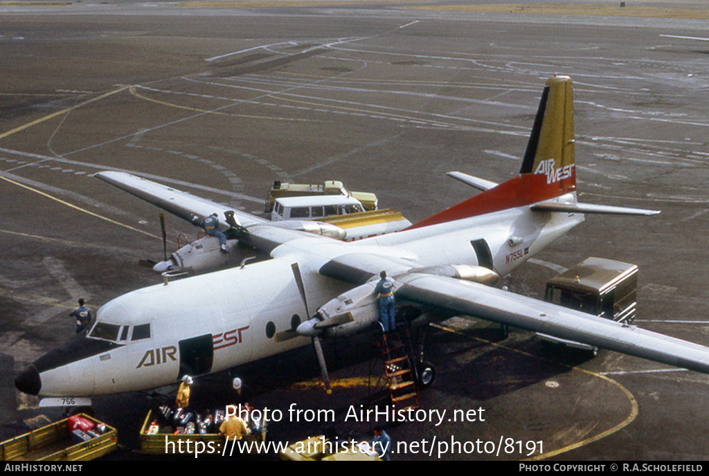 Aircraft Photo of N755L | Fairchild F-27A | Air West | AirHistory.net #8191