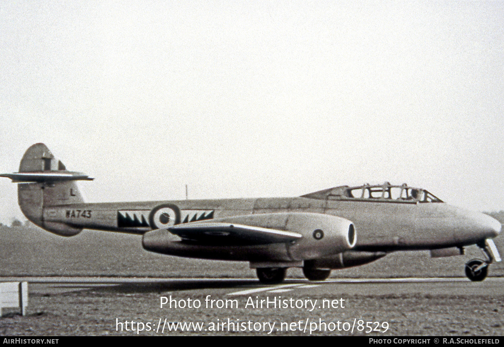 Aircraft Photo of WA743 | Gloster Meteor T7 | UK - Air Force | AirHistory.net #8529