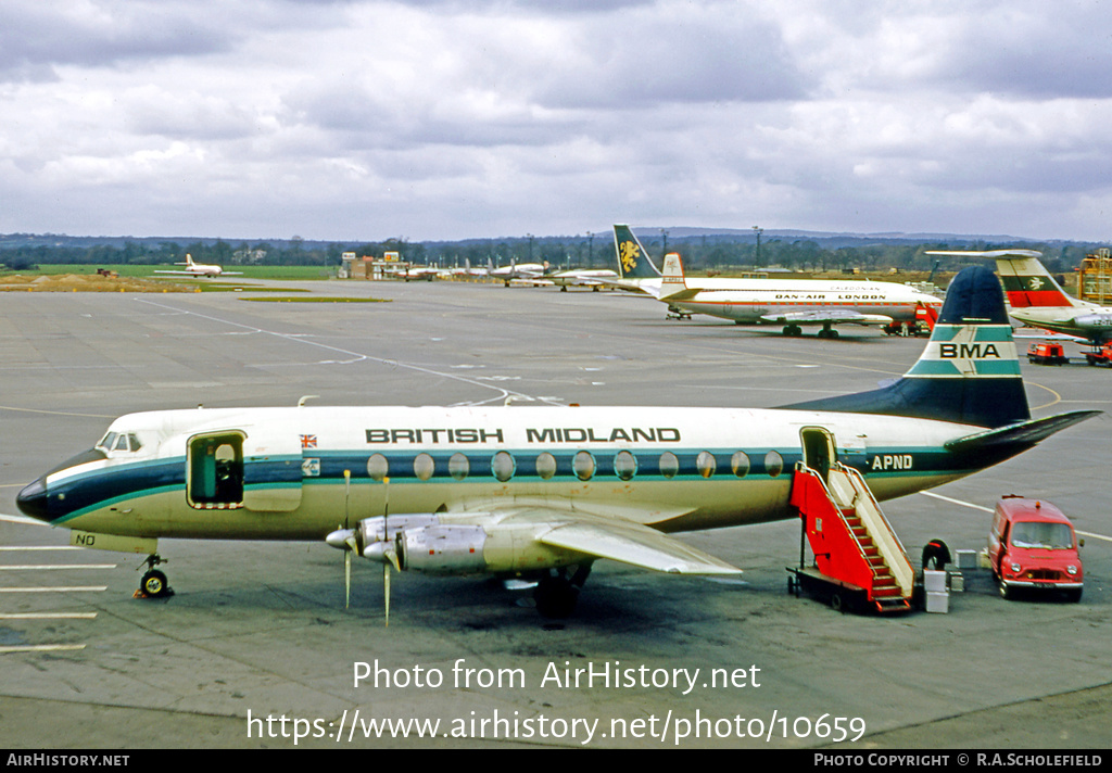 Aircraft Photo of G-APND | Vickers 831 Viscount | British Midland Airways - BMA | AirHistory.net #10659