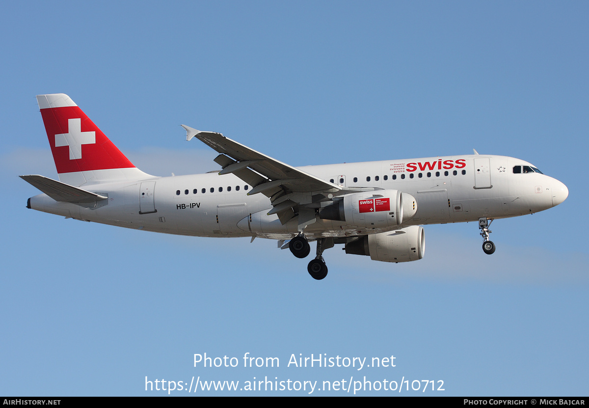 Aircraft Photo of HB-IPV | Airbus A319-112 | Swiss International Air Lines | AirHistory.net #10712