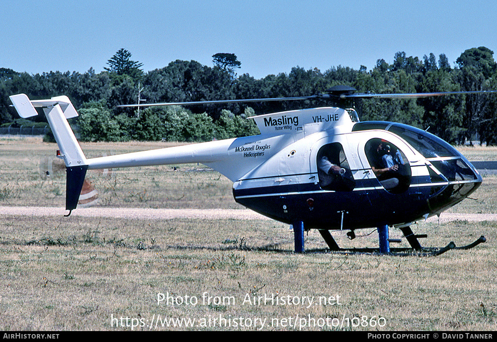 Aircraft Photo of VH-JHE | McDonnell Douglas MD-500E (369E) | Masling Rotor Wing | AirHistory.net #10860