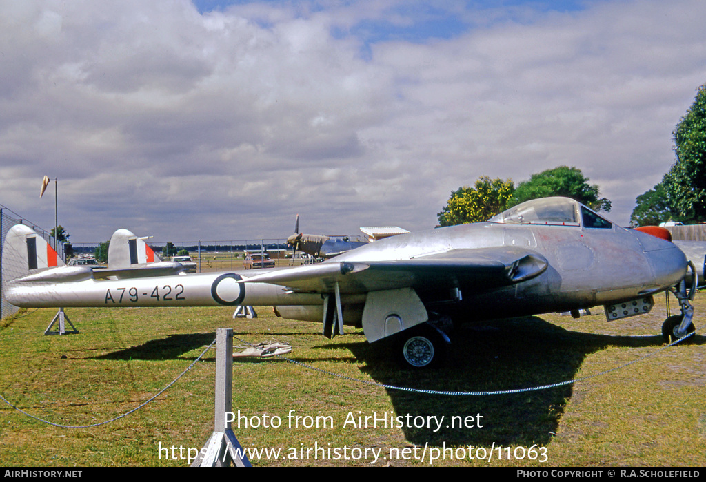 Aircraft Photo of A79-422 | De Havilland D.H. 100 Vampire FB31 | Australia - Air Force | AirHistory.net #11063