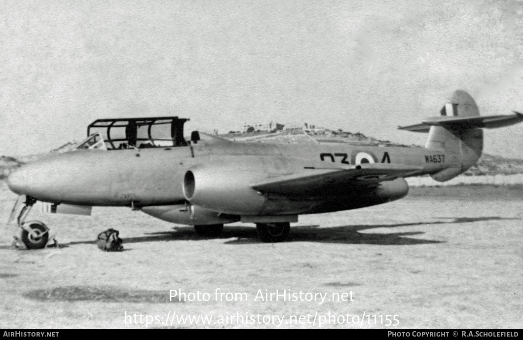 Aircraft Photo of WA637 | Gloster Meteor T7 | UK - Air Force | AirHistory.net #11155