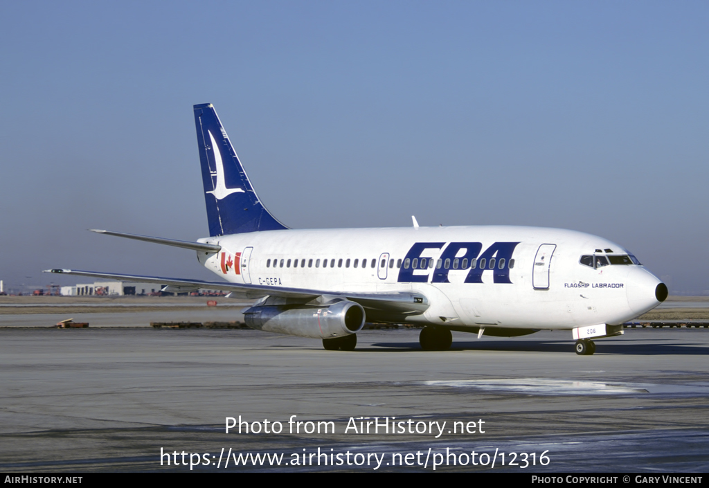 Aircraft Photo of C-GEPA | Boeing 737-2E1/Adv | Eastern Provincial Airways - EPA | AirHistory.net #12316