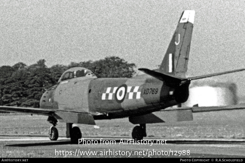 Aircraft Photo of XD769 | Canadair CL-13 Sabre 4 | UK - Air Force | AirHistory.net #12988