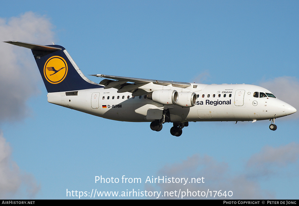 Aircraft Photo of D-AVRM | British Aerospace Avro 146-RJ85 | Lufthansa Regional | AirHistory.net #17640