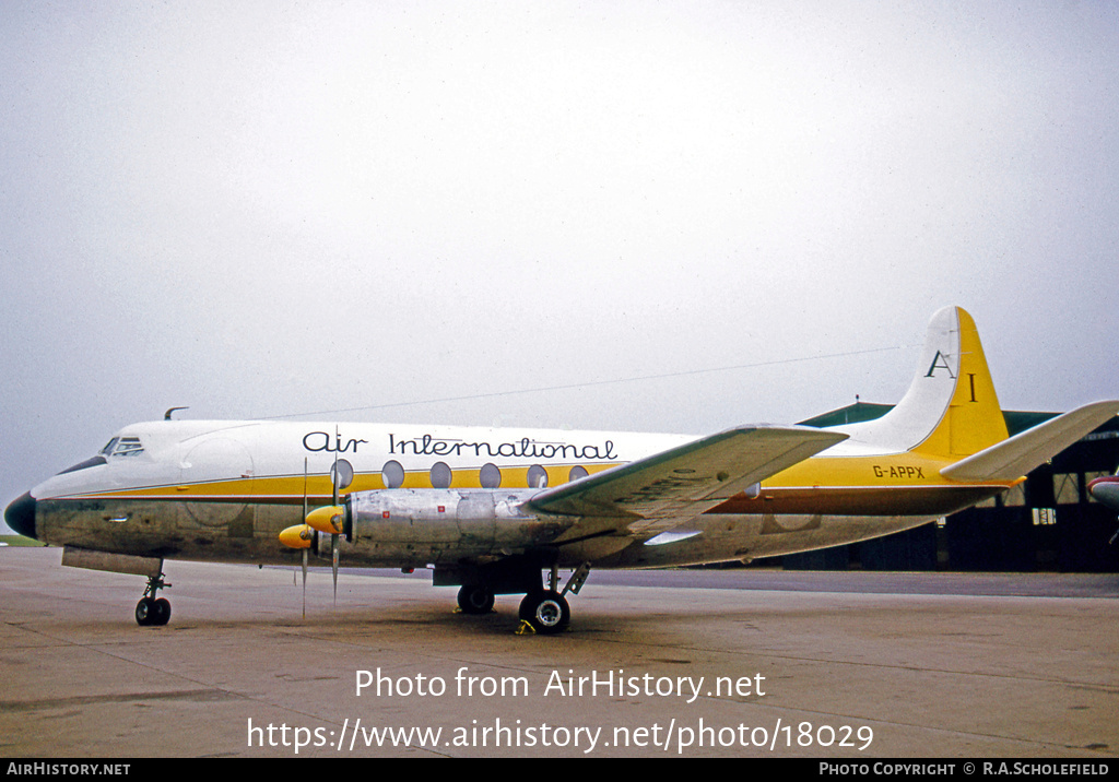 Aircraft Photo of G-APPX | Vickers 702 Viscount | Air International | AirHistory.net #18029