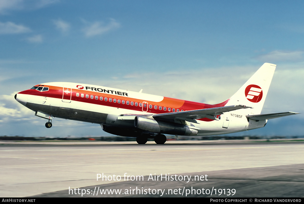 Aircraft Photo of N7385F | Boeing 737-291/Adv | Frontier Airlines | AirHistory.net #19139