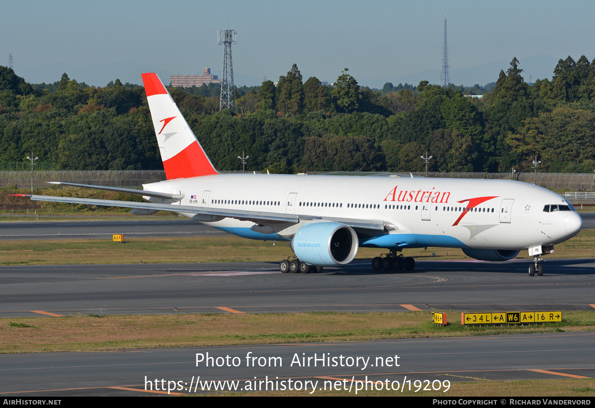 Aircraft Photo of OE-LPB | Boeing 777-2Z9/ER | Austrian Airlines | AirHistory.net #19209