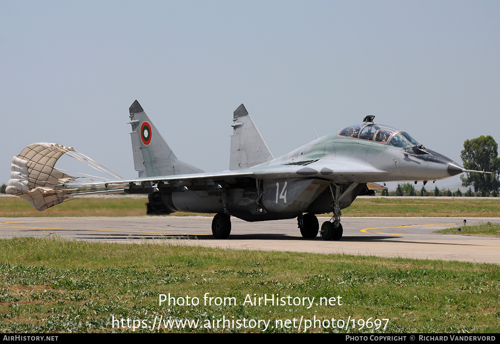 Aircraft Photo of 14 | Mikoyan-Gurevich MiG-29UB (9-51) | Bulgaria - Air Force | AirHistory.net #19697