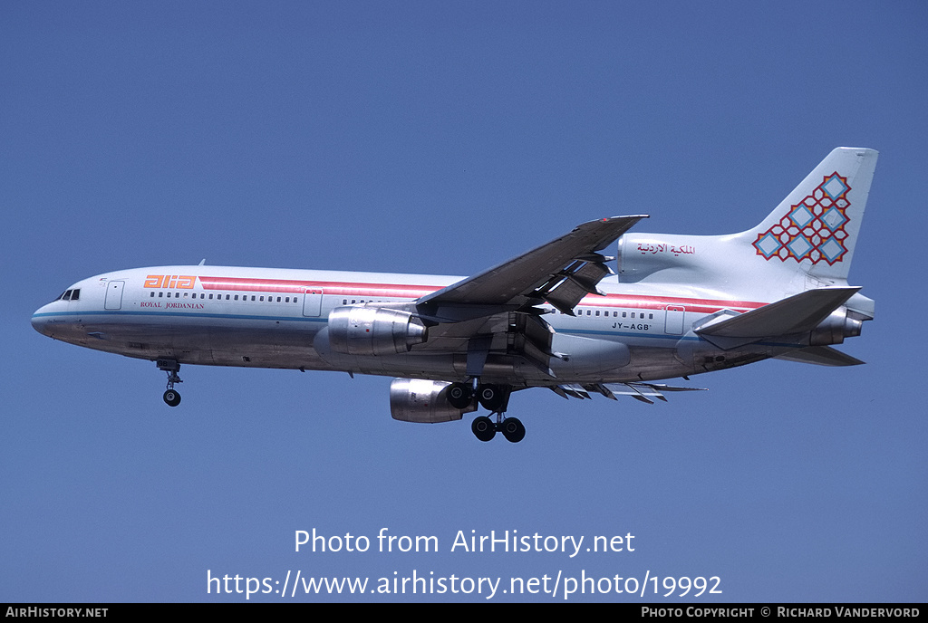 Aircraft Photo of JY-AGB | Lockheed L-1011-385-3 TriStar 500 | Alia - The Royal Jordanian Airline | AirHistory.net #19992