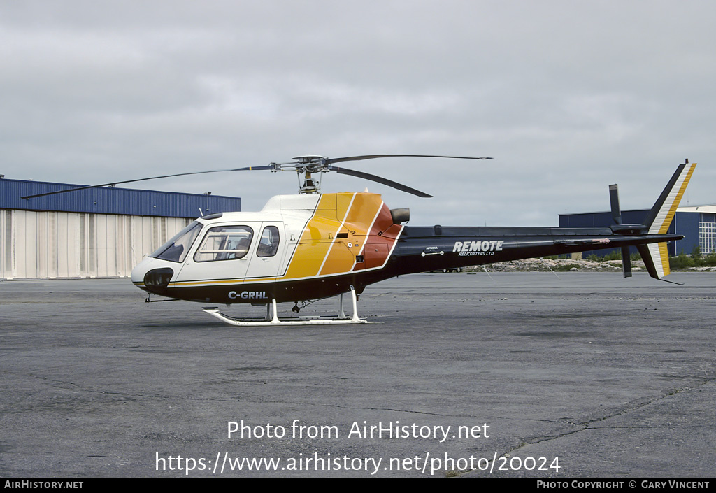 Aircraft Photo of C-GRHL | Aerospatiale AS-350B Ecureuil | Remote Helicopters | AirHistory.net #20024