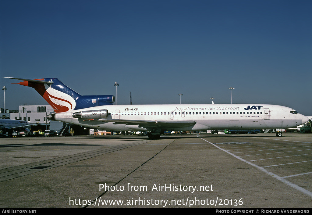 Aircraft Photo of YU-AKF | Boeing 727-2H9/Adv | JAT Yugoslav Airlines - Jugoslovenski Aerotransport | AirHistory.net #20136