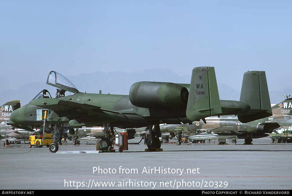 Aircraft Photo of 75-0296 / AF75-296 | Fairchild A-10A Thunderbolt II | USA - Air Force | AirHistory.net #20329