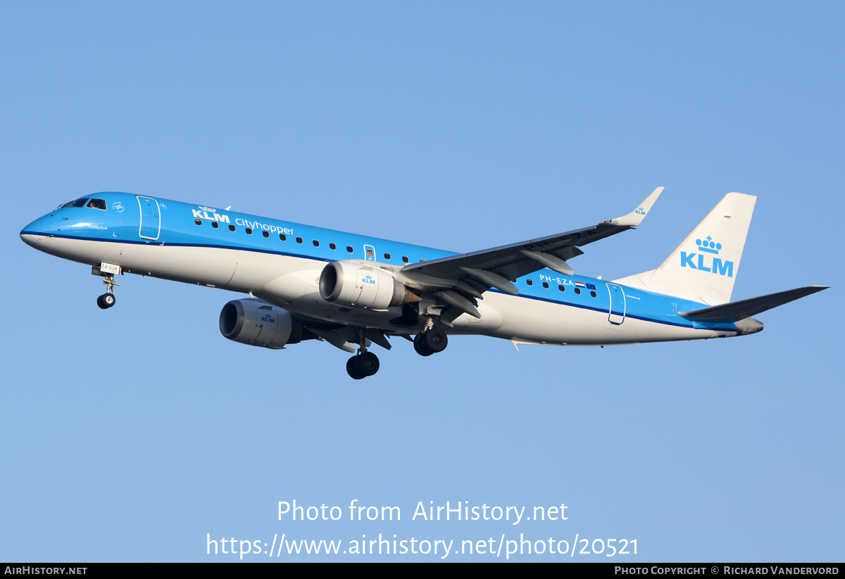 Aircraft Photo of PH-EZA | Embraer 190STD (ERJ-190-100STD) | KLM Cityhopper | AirHistory.net #20521