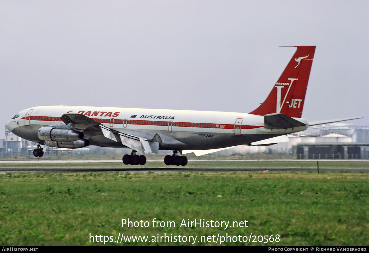 Aircraft Photo of VH-EBX | Boeing 707-338C | Qantas | AirHistory.net #20568