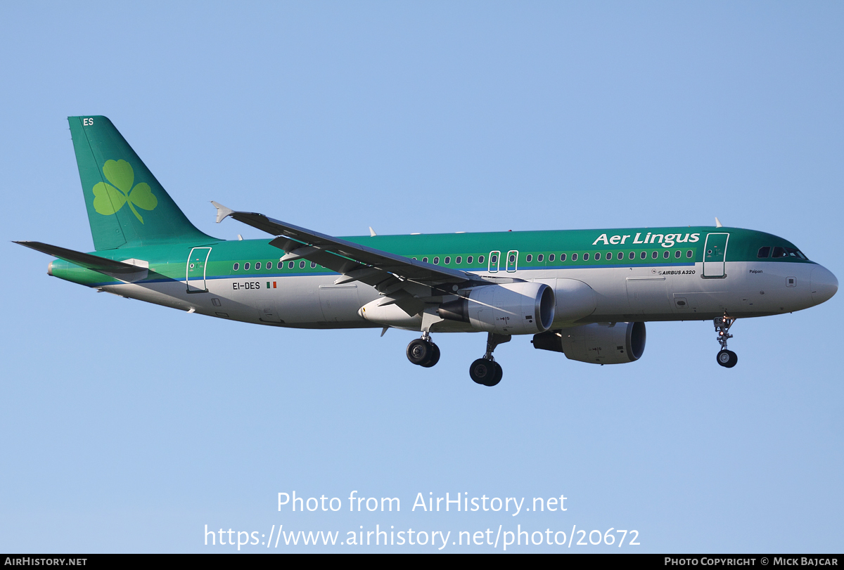 Aircraft Photo of EI-DES | Airbus A320-214 | Aer Lingus | AirHistory.net #20672