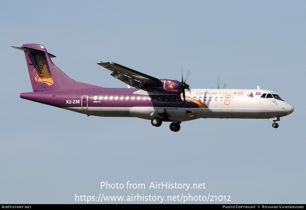 Aircraft Photo of XU-236 | ATR ATR-72-500 (ATR-72-212A) | Cambodia Angkor Air | AirHistory.net #21012