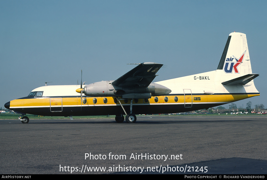 Aircraft Photo of G-BAKL | Fokker F27-200 Friendship | Air UK | AirHistory.net #21245