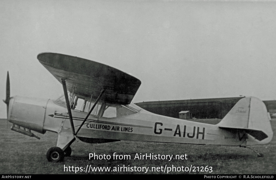 Aircraft Photo of G-AIJH | Auster J-1 Autocrat | Culliford Airlines | AirHistory.net #21263