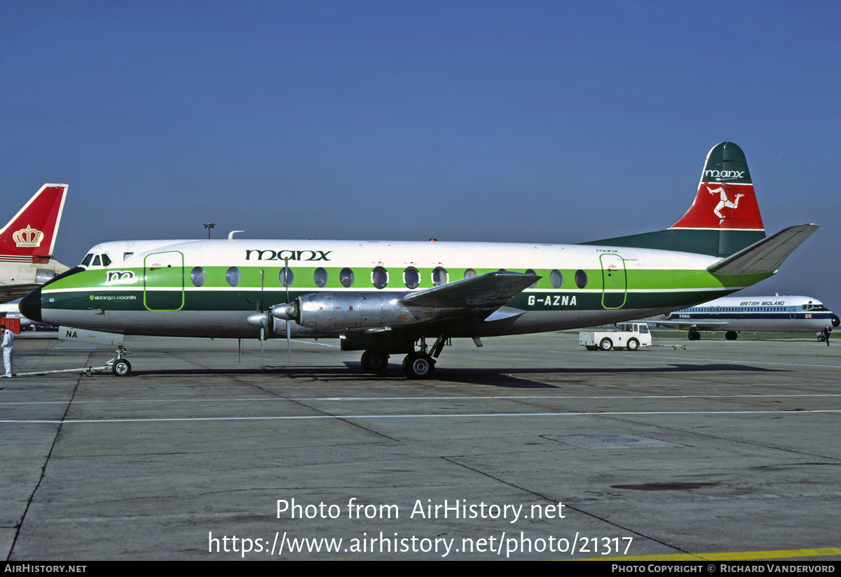 Aircraft Photo of G-AZNA | Vickers 813 Viscount | Manx Airlines | AirHistory.net #21317