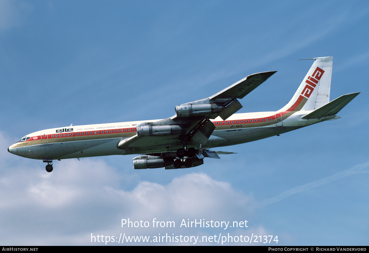 Aircraft Photo of JY-AEC | Boeing 707-384C | Alia - The Royal Jordanian Airline | AirHistory.net #21374