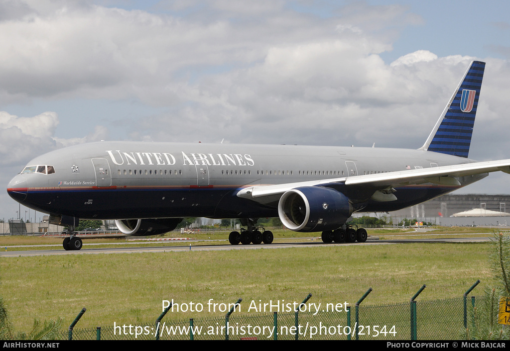 Aircraft Photo of N771UA | Boeing 777-222 | United Airlines | AirHistory.net #21544