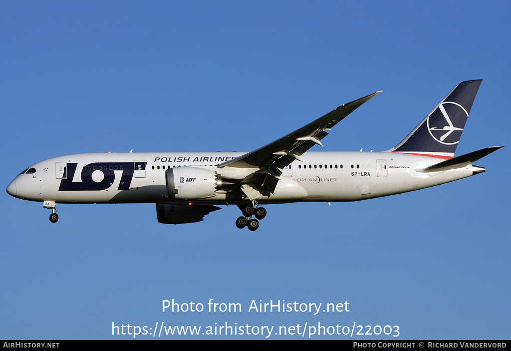 Aircraft Photo of SP-LRA | Boeing 787-8 Dreamliner | LOT Polish Airlines - Polskie Linie Lotnicze | AirHistory.net #22003