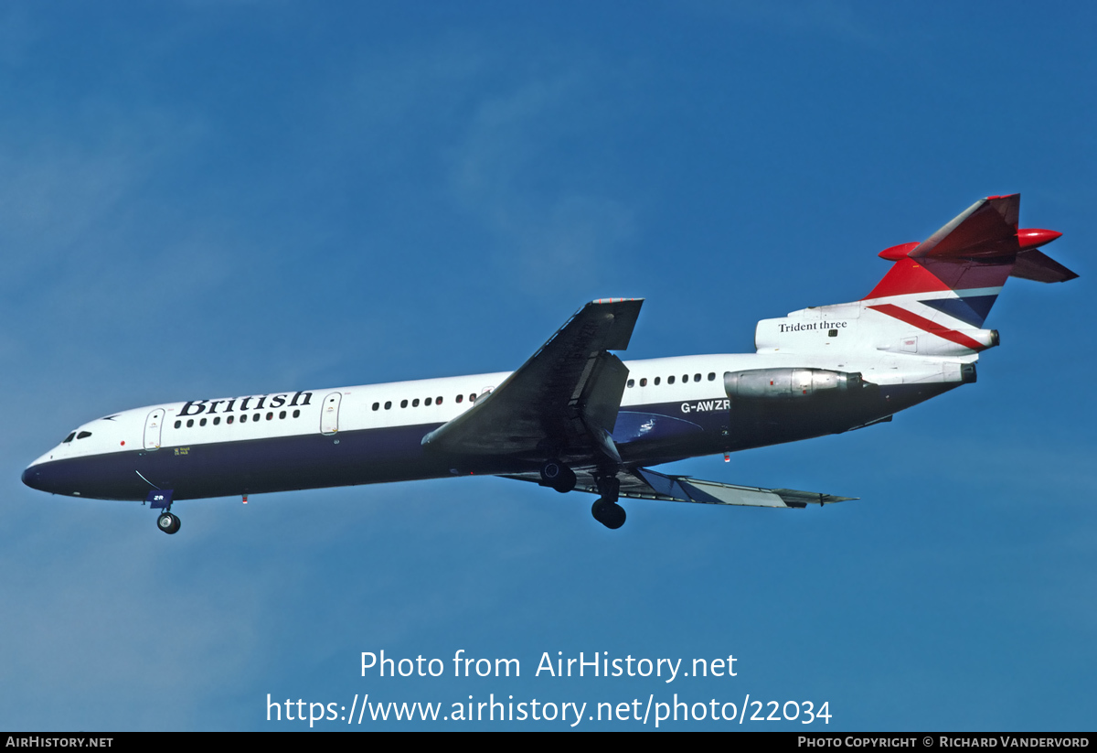 Aircraft Photo of G-AWZR | Hawker Siddeley HS-121 Trident 3B | British Airways | AirHistory.net #22034