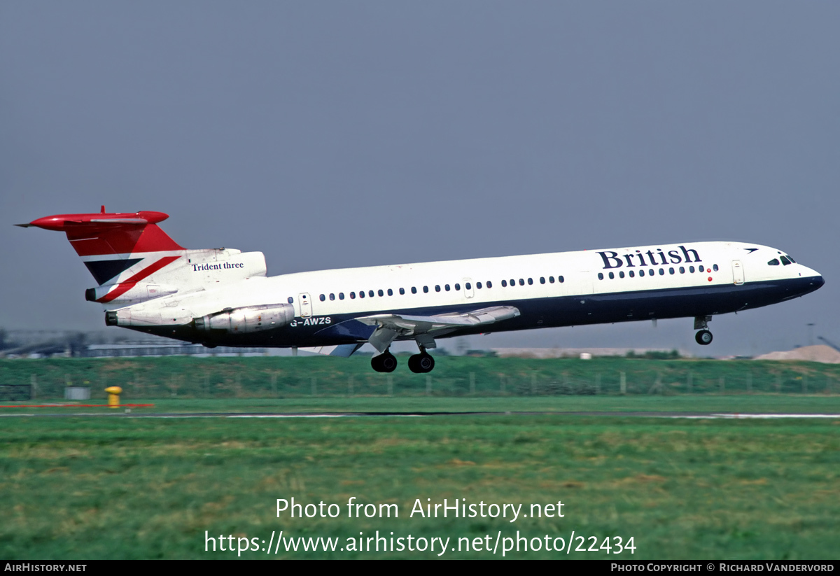 Aircraft Photo of G-AWZS | Hawker Siddeley HS-121 Trident 3B | British Airways | AirHistory.net #22434