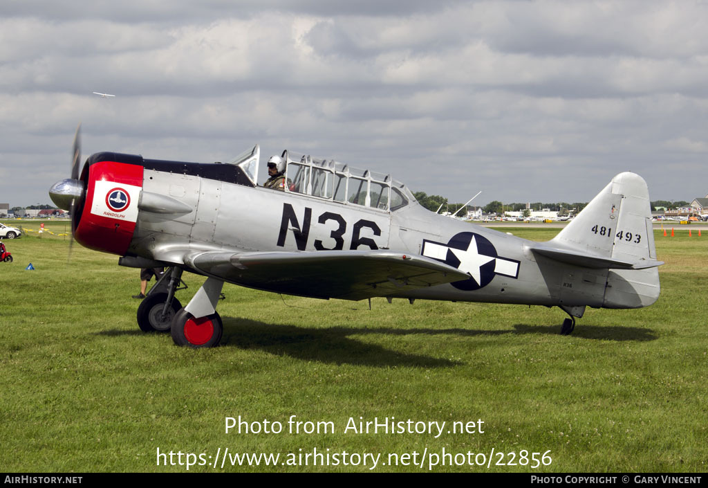 Aircraft Photo of N36 / 481493 | North American AT-6D Texan | USA - Air Force | AirHistory.net #22856