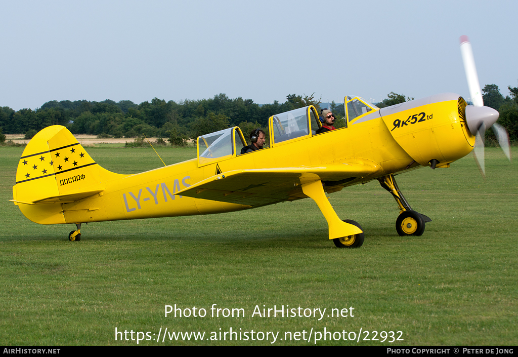 Aircraft Photo of LY-YMS | Yakovlev Yak-52TD | AirHistory.net #22932