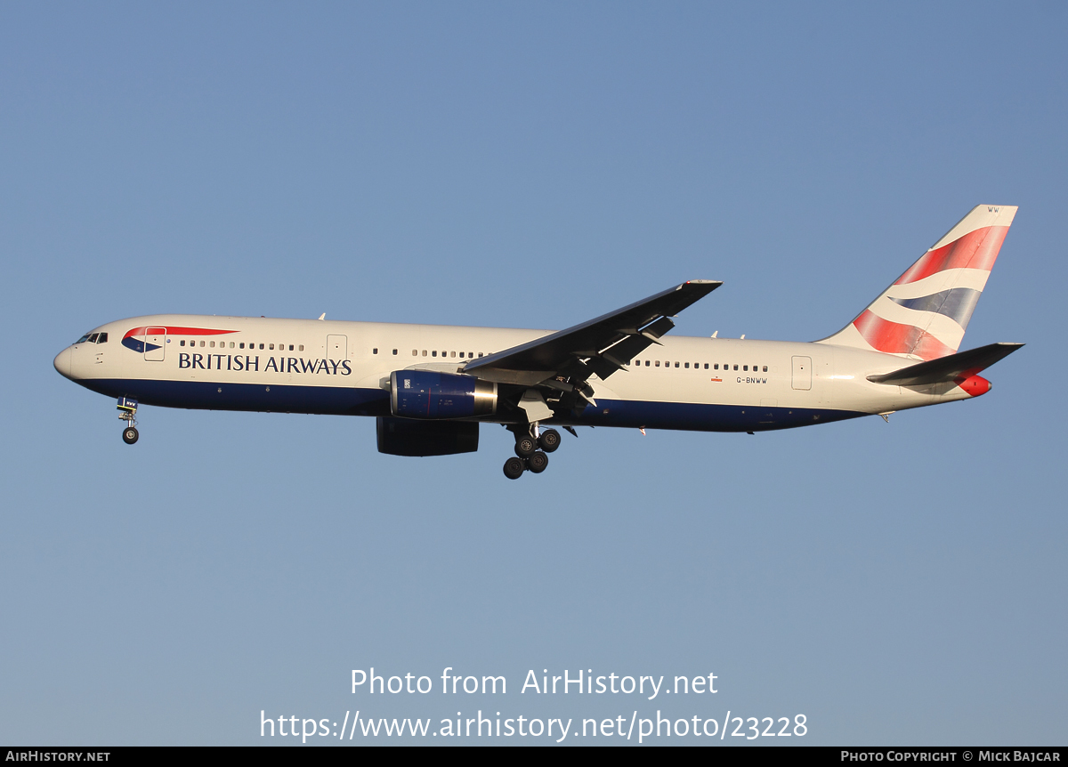 Aircraft Photo of G-BNWW | Boeing 767-336/ER | British Airways | AirHistory.net #23228