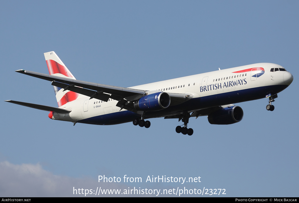 Aircraft Photo of G-BNWS | Boeing 767-336/ER | British Airways | AirHistory.net #23272