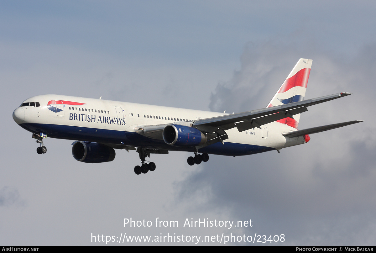 Aircraft Photo of G-BNWD | Boeing 767-336/ER | British Airways | AirHistory.net #23408