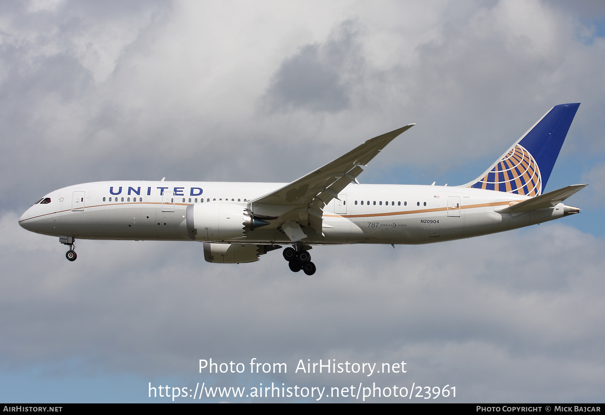 Aircraft Photo of N20904 | Boeing 787-8 Dreamliner | United Airlines | AirHistory.net #23961