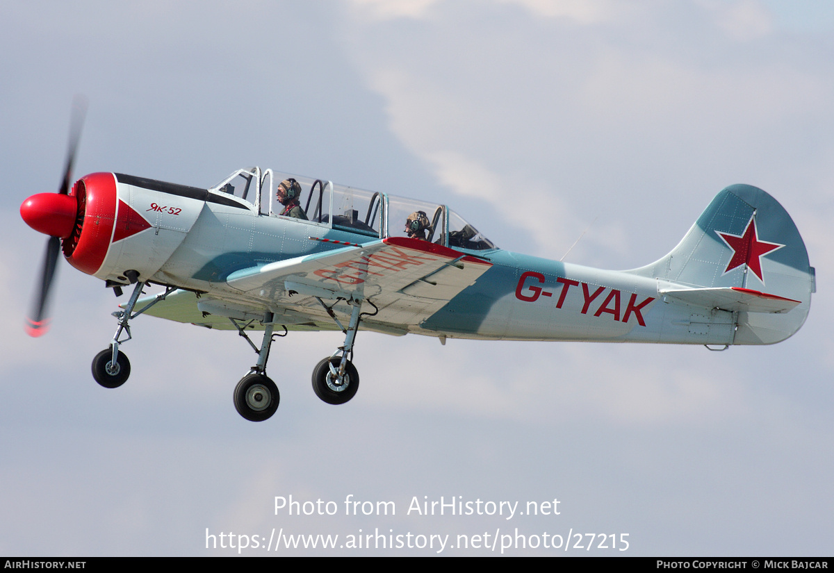 Aircraft Photo of G-TYAK | Yakovlev Yak-52 | Soviet Union - Air Force ...