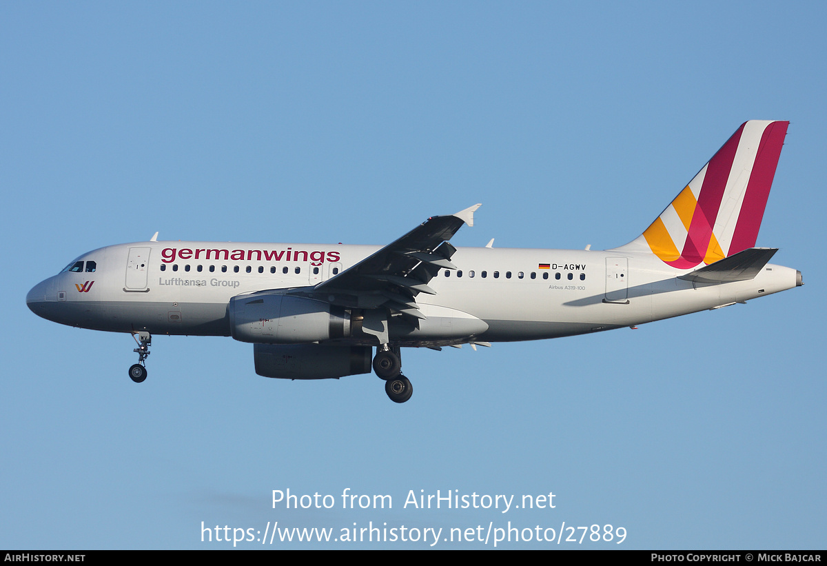 Aircraft Photo of D-AGWV | Airbus A319-132 | Germanwings | AirHistory.net #27889